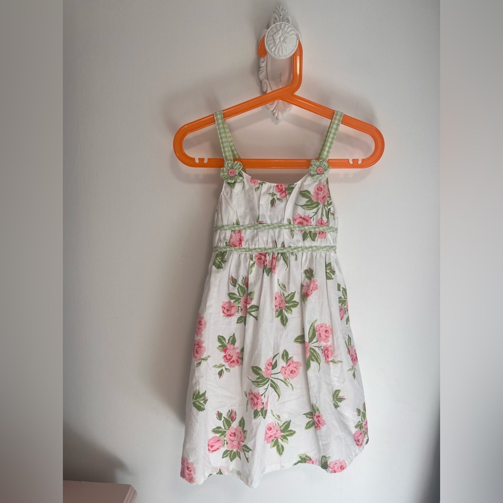 Charming Floral Kids Dress with Green Accents